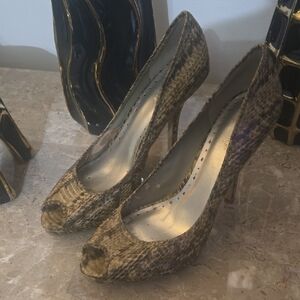 BCBGirls Animal Print Peep-Toe Heels